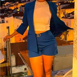 Blue blazer + shorts set